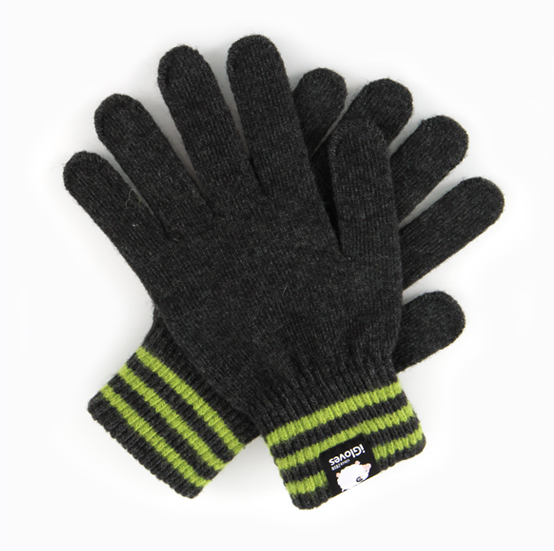 Перчатки для сенсорных телефонов, iPhone/Android - iGloves шерстяные Темносерый / Зеленый